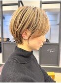 別府ショートボブ顔まわりレイヤーカット髪質改善カラー30代