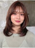 顔周りレイヤーカット/前髪あり/大人ヘア/30代40代50代