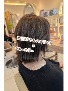ミーサ(MYSA) 白髪ぼかしハイライト×グレーカラー
