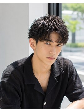 メンズバグズ(MEN's Baguz) 韓国風センターパートウェーブマッシュメンズパーマスタイル