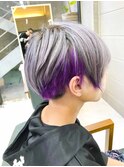 フェザーマッシュツーブロックインナーカラーバイオレット