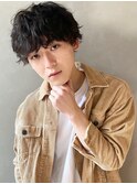 レイヤーマッシュ×黒髪×ナチュラルスパイラルパーマ