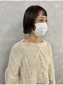 顔まわりレイヤー×ぱっつんボブ