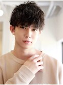 アッシュブラックマッシュパーマウルフ