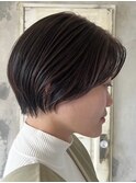 大人ショートボブ丸みショートカットマッシュショート前髪あり
