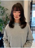 ◎韓国ヘアー顔周りレイヤーおくれ毛ミディアム前髪新潟長岡宮関