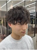 men'sフェザーパーマブルーブラックメンズブリーチなし横浜