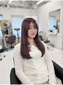 ワインレッド オルチャンレイヤー ワンホンヘア 髪質改善