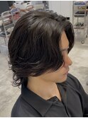 渋谷緩めスパイラルパーマメンズボブウルフニュアンスパーマ