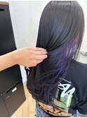 20代30代大人可愛い艶感暗髪グレージュインナカラーパープル