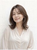 【イノアカラー】ミディアムレイヤー×白髪染めグレージュ