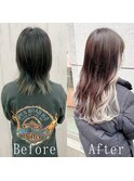 ショコラ×ホワイトアッシュ#シールエクステ#ラフウェーブ#小倉