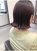 切りっぱなしボブワインレッドカラー