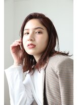 エクリフルール(equri fleur) ワインレッド×外ハネミディ