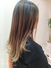 ヘア ヒーリング ラボ(hair healing labo) 20代30代40代ミルクティーベージュ_メッシュ外ハネロブ