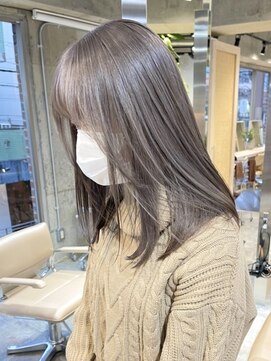 サンク 原宿 表参道(cinq) ミルクティーベージュダブルカラーインナーカラーケアブリーチ