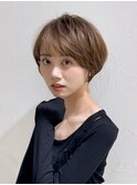 前髪あり耳掛け丸みくびれショートボブ20代30代40代50代(蘭)