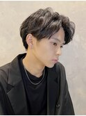 メンズショートマッシュアップバングパーマ丸顔面長K20240407