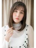 くすみベージュ細めハイライト黒髪艶感ストレートY志木20代30代