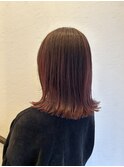 切りっぱなしボブ艶感カラーライラックピンク