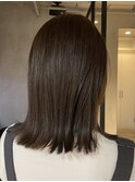 レディースミディアムボブワンカラーショコラブラウンカラー20代