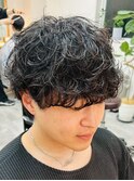 韓国シャドウパーマ/スパイキーショート/ブルーブラック/津田沼