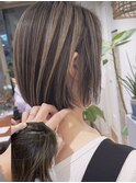 白髪ぼかし/守谷/デザインカラー/暗めカラー/ミディアムヘア/