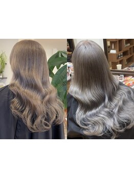 オリジナル髪質改善トリートメントでハイトーンでもうる艶が叶う！毛先まで潤い思わず触れたくなる美髪へ