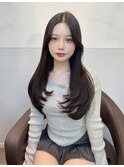 地毛風グレージュワンカールレイヤーカット
