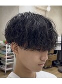 刈り上げセンターパート/波巻きツイストスパイラル/円町