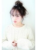 シースルーバングの簡単お団子アレンジ