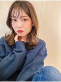 ワトワY大人ミディグレージュベージュ波巻きウェーブ美髪美人