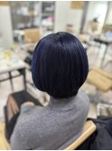 ネイビーブルー似合わせカットメルティカラーケアブリーチ所沢
