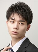 ビジネスショートリクルート就活短髪アップバングツーブロック