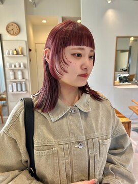 マイン(mine) 1ブリーチくすみピンクラベンダー×オン眉スタイル