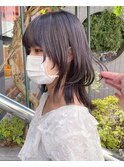 シャギーウルフ/ミディアムレイヤー/ダークアッシュ
