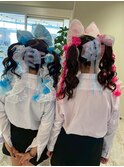 体育祭ツインリボンヘアアレンジ