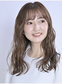 セミロング×ウェーブ