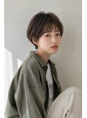 大人可愛い丸みショート×透け感ブラウン