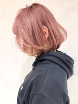 ベイビーピンク_ウェーブパーマフォギーベージュ耳かけ_ba280921