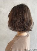 ボブデジタルパーマ×フレンチカジュアルチェリーブラウンくすみ
