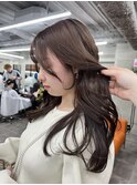 グレージュ+マロン暖かみのある色味/顔まわりレイヤー渋谷