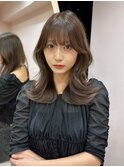 韓国ヘア/顔まわりカット/くびれヘア/前髪あり/
