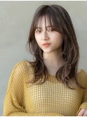 前髪あり/顔周りレイヤー/アッシュブラウン