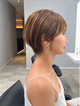 アールヘアーデザイン 藤が丘(r hair design) 小顔見せショートベージュカラーブリーチしない透明感カラー