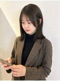 まろやかベージュ/鎖骨ボブ/フレンチバング/顔まわりカット