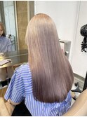 ピンクベージュピンクミルクティーブリーチありダブルカラー
