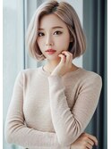 ワンカールボブルフ小顔くすみベージュレイヤー韓国sk2