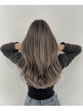 ネックス 表参道本店(nex) デザインカラーレイヤーカットウェットヘアオリーブベージュ白髪