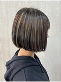 宇都宮ショートボブショートカット白髪ぼかしハイライト白髪染め